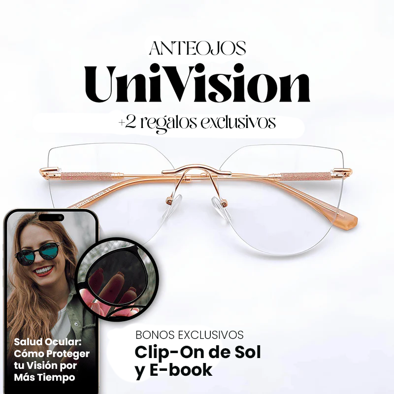 [OFERTA LIMITADA] Anteojos UniVision Multifocales + Clip-On de Sol y Ebook Gratis